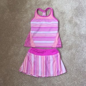 Adorable girls' activewear tank top and skirt